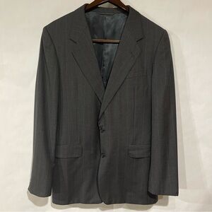 Hickey Freeman Men 46L Gray Stripes Wool Suit Jacket